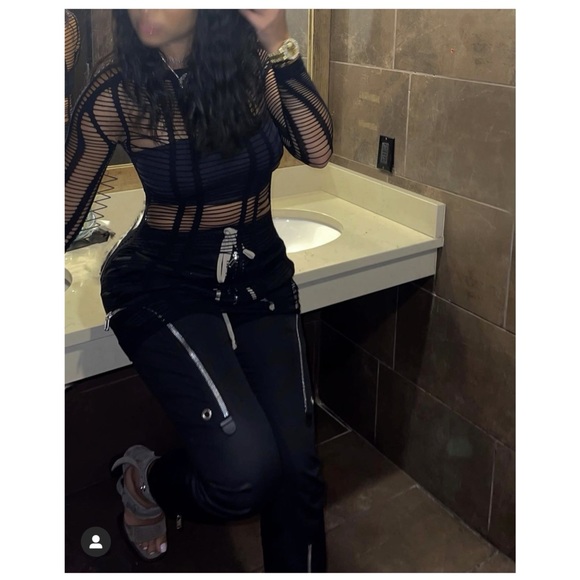 Zip-Up Pocket Drawstring Pants - Picture 1 of 4